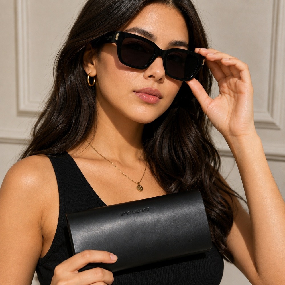 Saint Laurent Sunglasses Women Black SL 507 001 Oversized Square Designer Italy